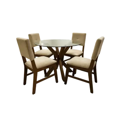 COMEDOR BOSTON T/VIDRIO 4 SILLAS